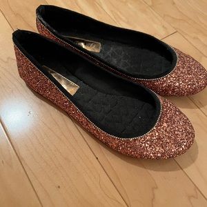 Boutique 9 Rose gold glitter flats, size 6